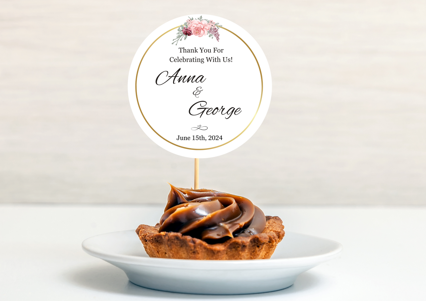 Wedding Stickers Custom | Cake Topper | Thank You For Celebrating With Us Personalized Favor Bags | Party Favor Labels | Personalized Round Sticker