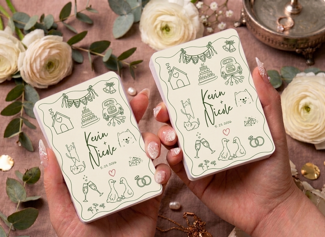 Custom Wedding Playing Cards - Personalized Bulk Favors (Sets of 5+)