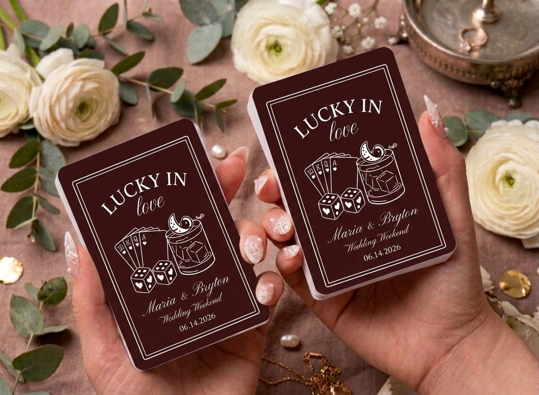Custom Wedding Playing Cards - Personalized Bulk Favors (Sets of 5+)