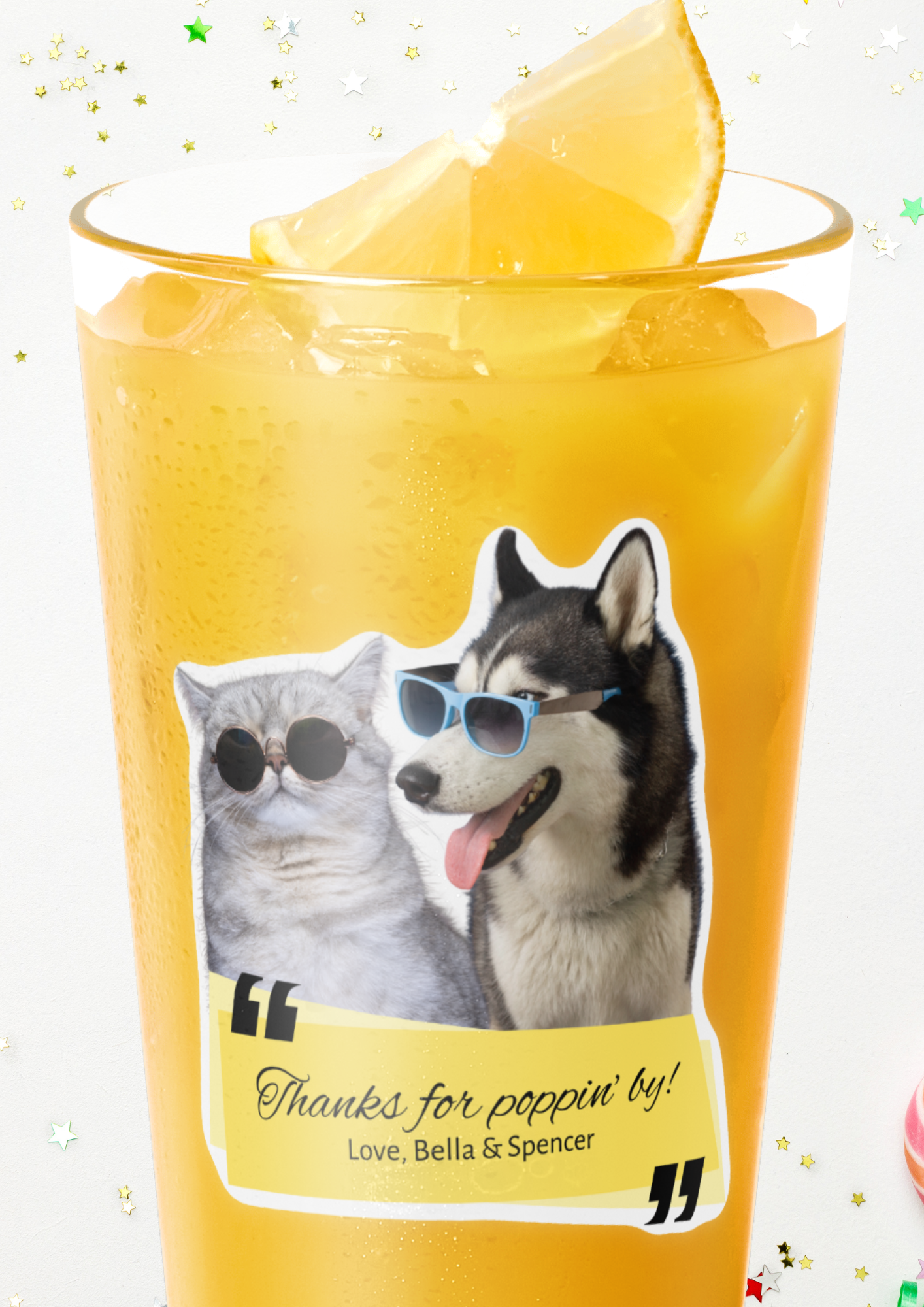Custom Pet Wedding Favour "Thanks for Poppin' By" Stickers | Pet of Honor Personalized Sticker