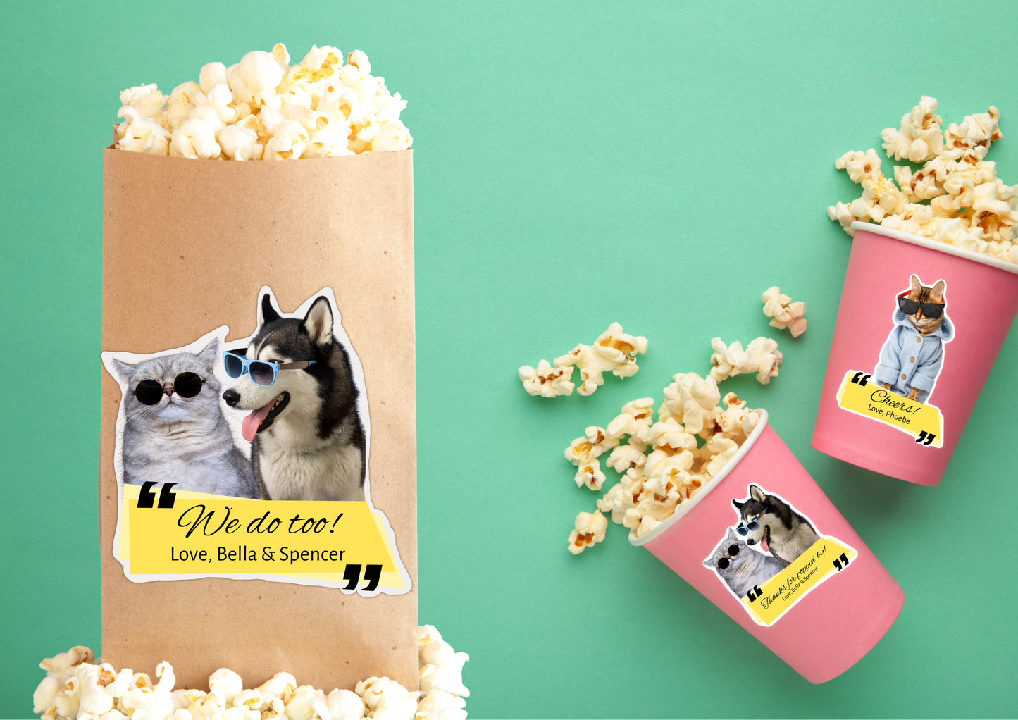 Custom Pet Wedding Favour "We do Too!" Stickers | Pet of Honor Personalized Sticker
